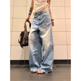 SHOPMOCHO YIBASHU Women Baggy Blue Jeans Y2k Japanese Streetwear Denim Pants Wide Fit American Retro Grunge Hip-pop Harajuku Cowboy 2000s