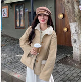 Shopmocho Retro Korean Style Women's Cotton Jacket Lamb Fur Unique Beautiful Short Size Autumn New Milk Series Cotton Coat