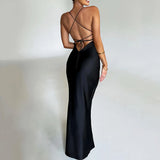 Shopmocho Sexy Satin Backless Lace Up Mermaid Slip Dress Women Sweetheart Neck Sexy Slim Bodycon Dresses Elegant Silk Gown Partywear