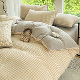 SHOPMOCHO 3pcs Simple, soft and skin-friendly duvet cover 3-piece set (1 duvet cover +2 pillowcases) (without core)Striped checkered