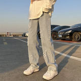 SHOPMOCHO Cross Embroidery Y2k Jeans Mens Straight Denim Pants Casual Vintage Jeans Versatile Fashion Streetwear Spring High Street Pants