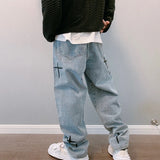SHOPMOCHO Prints Jeans Men 2026 New Streetwear Baggy Wide Leg Jeans Korean Fashion Drapes Straight Casual Loose Denim Cargo Pants