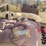 SHOPMOCHO Brown Stripe Bedding Comforter Set Pillowcase bed sheet Single Full Size Bed Linen Duvet Cover Set Queen/King Double Single Bed