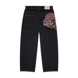 SHOPMOCHO Y2K Baggy jeans Cherry Blossom Selvedge Embroidery Denim Pants men women denim fabric American Hiphop Streetwear Wide Leg Jeans