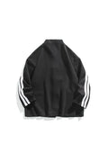 SHOPMOCHO Women Oversized Sweatshirt Jacket Black Stand Collar Hoodie Coat Striped Sleeve Casual Streetwear Y2K Fashion Autumn Winter