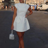Shopmocho 2025 Women‘s Sexy Slim Fit Hollow Mini Dress Spring New Y2K Sleeveless A- LINE Black Dress High Street Commute Elegant Dresses