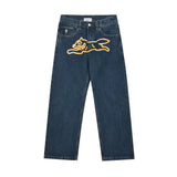 SHOPMOCHO 2026 Classic Printed Men Straight Denim Pants Loose Fit YKK Zipper Casual Denim Jeans Pants Trousers