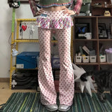 Shopmocho Y2k 2000s Retro Subculture Millennium Spicy Girl Style Fake Two piece Pants Trendy Fashion High Street Versatile Sweet Pants emo