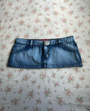 SHOPMOCHO Women Y2K Vintage Blue Washed Denim Mini Skirt Low Rise Metal Button Detail Slim Fit Casual Streetwear Jean Skirt Summer Outfits