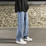 SHOPMOCHO Casual Straight-Leg Jeans Men's Spring New Loose-Fit Elastic Waist American Style Wide-Leg Trousers New Arrival High Street Fash
