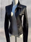 SHOPMOCHO Black Slim Long Sleeve Hot Girl Leather Jacket Women Darkly Gothic Zipper Thin Skinny Coat Female Hepburn Y2k Vintage Clothes