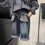 SHOPMOCHO Boys Jeans Children Spring Denim Autumn New Fashion Straight Pants 2025 Kids Loose Casual Elastic Trousers 2-8 Years Old