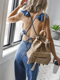 Shopmocho Blue Denim Overalls Jumpsuit Rompers Women Ruffles Backless Summer 2020 New Lady Casual Fashion Female Pants Hot Jeans KALENMOS