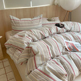 SHOPMOCHO 1pc Korean Cotton Pink Stripes Duvet Cover 150x200 Size Girl's Room housse de couette Skin friendly Breathable Comforter Sets
