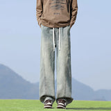 SHOPMOCHO Mens Jeans Man Pants Loose Fit Casual Trousers Straight Leg High Street American Style Spring Autumn New Trend