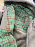 Shopmocho American Retro Brown Checkered Hooded Sweatshirt Women's Autumn New Casual Cardigan Jacket Trendy Long Sleeved Loose Outwear