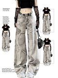 SHOPMOCHO Women Grey Patchwork Y2k Jeans Harajuku Denim Trousers 90s Aesthetic Jean Pants Vintage Japanese 2000s Style Trashy Clothes 2026