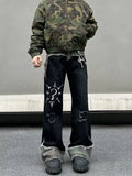 SHOPMOCHO 2025 Punk Y2K Style Camouflage Patchwork Graffiti Baggy Ripped Jeans Pants For Men Clothes Straight Long Trousers Pantalon Homme