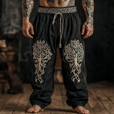 Shopmocho Men's retro Viking Celtic art knot 3D printed casual pants drawstring straight leg pants summer beach pants