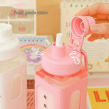 Shopmocho 700ml/900ml Kawaii Shaker Water Bottle With Straw Sticker Cute BPA Free Plastic Tea Milk Portable Gourde Drink Bottle For Girl