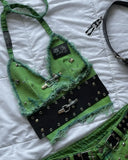 SHOPMOCHO Y2K Fashion New Stitching Cow Geometric Embroidery Two-piece Female Harajuku Goth Long Sleeve Zipper Coat Mini Pleated Skirt