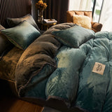 SHOPMOCHO Winter Plush Couple Bed Duvet Cover Bedspreads For Single Double Queen King Bed Velvect Warm Soft Nordic Couple Bed Quilt Cover