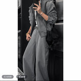 SHOPMOCHO Unisex Stand Collar Short Jacket Loose Wide Leg Pants Set Autumn Winter New Trendy Casual Streetwear Fashion Oversized Urban