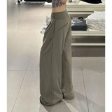 Shopmocho New Spring and Autumn Lazy Style Casual Pants High-end Low-waist Slimming Straight Loose Wide-leg Trousers Women