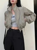 SHOPMOCHO Autumn Vintage Women's Windbreaker Cropped Jackets Harajuku Oversized Streetwear Long Sleeve Casual Fashion Female Elegant Top