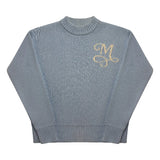 SHOPMOCHO Men New Fashion High Street Casual Streetwear Y2K Retro Long Sleeve Sweater Signature M Logo Pattern Pullover Boxy Knitted Top