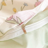 Shopmocho Tulip Flower Duvet Cover Set Single Queen Size Botanical Floral Bedding Set Soft Reversible Comforter Cover with 2 Pillowcases