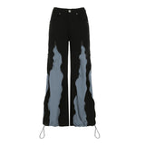 SHOPMOCHO Dark Zipper Patchwork Contrast Color Pants Streetwear Mid-Waisted Layered-Look Wide Leg Pants Women 2025 Autumn Winter Fashion