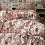 SHOPMOCHO New Soft Skin-friendly Bedding Set Comfortable Breathable Duvet Cover Set with Sheet Single Double Quilt Cover and Pillowcases