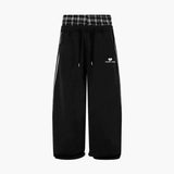 Shopmocho American Retro College Style Loose Fit Two-Piece Set with Double Waist Head Fake Bathroom Pants for Sports Leisure 2025 Fashion