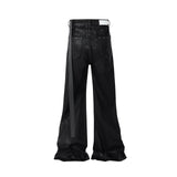 SHOPMOCHO Streetwear Black Wax Leather Strecth Jeans for Men Ropa Hombre Baggy Y2k Flare Pants Oversized Straight Denim Trousers