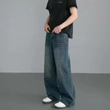 SHOPMOCHO Male Trousers New 2026 Hot Selling Korean Men's Casual Long Denim Classic Men's Straight Leg High Street Denim Wide Leg Pants