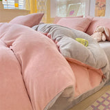 SHOPMOCHO Simple Milk Fleece Warm Autumn Winter Duvet Cover Set 220x240 Soft Fluffy Queen Bedding Set Plush Warmth Blanket Cover Sets Cozy