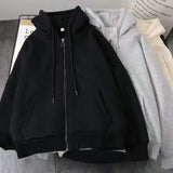 SHOPMOCHO Y2K American Letter Printed Zip-up Hoodies Women Street Fashion Harajuku Style Sweatshirt Couple Casual Loose Plus Velvet Hoodie