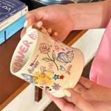 Shopmocho Childhood Graffiti Butterfly Cream Ceramic Mug