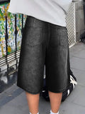 Shopmocho Y2K Ombre Wash Gradient Loose Edition Streetwear knee-length denim shorts Jorts, women's jeans and clothing