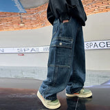 Shopmocho Teen Boys Jeans 2025 New Spring Autumn Pants Children's Straight Trousers Teenager Wide-legged Cargo Pants Kids Loose Clothes