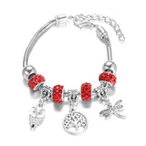 SHOPMOCHO New Butterfly Pendant 5 Color Rhinestone Snake Chain Bangle Lobster Buckle Adjustable Charm Woman Beaded Bracelet Jewelry Gift