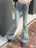 Shopmocho Ins Women Korean High Waist Flared Jeans Female High Street Boot Cut Pants Lady Y2k 2000s Yellow Denim Bell Bottom Trousers