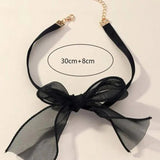 SHOPMOCHO Exquisite Imitation Pearl Choker Necklace Fashionable Bow Tie Lace Up Velalvet Necklace Personality Simple Jewelry For Woman