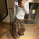 SHOPMOCHO American Style Hot Girl Camouflage Wide Leg Pants Women's Autumn Winter New Straight Casual Loose Sports Sweatpants Design Long