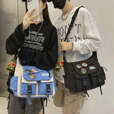 Shopmocho Japanese Simple Messenger Bag Student Nylon Waterproof Canvas Handbag Shoulder Crossbody Bags for Women Men Satchels Bolsas