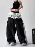 Shopmocho American retro trend patchwork lace skirt casual women's wide leg pants summer Y2K millennium fashion women's pants emo