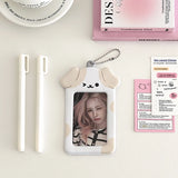 Shopmocho Ins Style Cartoon Puppy Photocard Holder With Keychains Cute 3inch Cards Protect Sleeves For Students