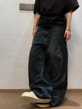 SHOPMOCHO 1Pc Men's Wide Pants Brushed Jeans Wide Jeans Y2K New Rocks Jeans Buggy Black Hip-Hop Pants