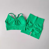 Shopmocho 2 Pcs Yoga Sets Women High Waist Workout Outfits Gym Wear Gym Clothing Sports Suits Fitness Tracksuit Sportswear Shorts Suit